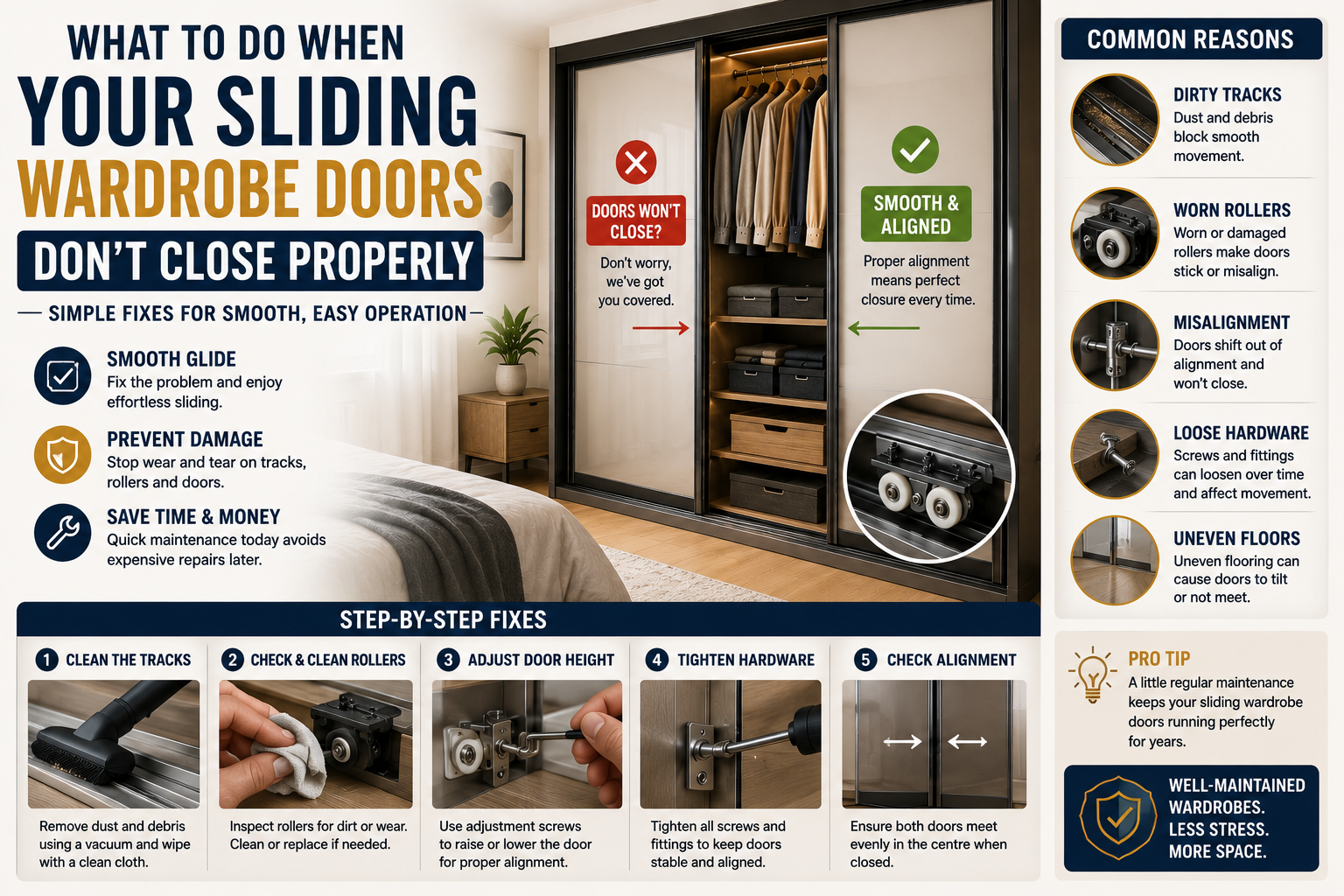 What to Do When Your Sliding Wardrobe Doors Don’t Close Properly